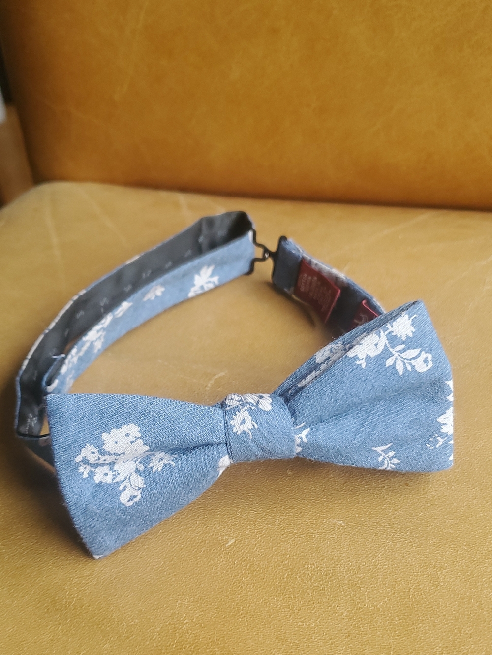 Penguin Denim Floral Bow Tie
